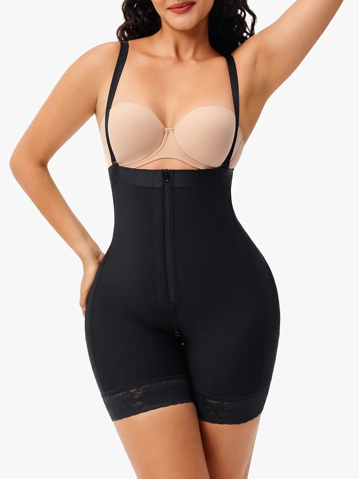 High Waist Tummy Control Lace Trimmed Crotch Opening Control Panty