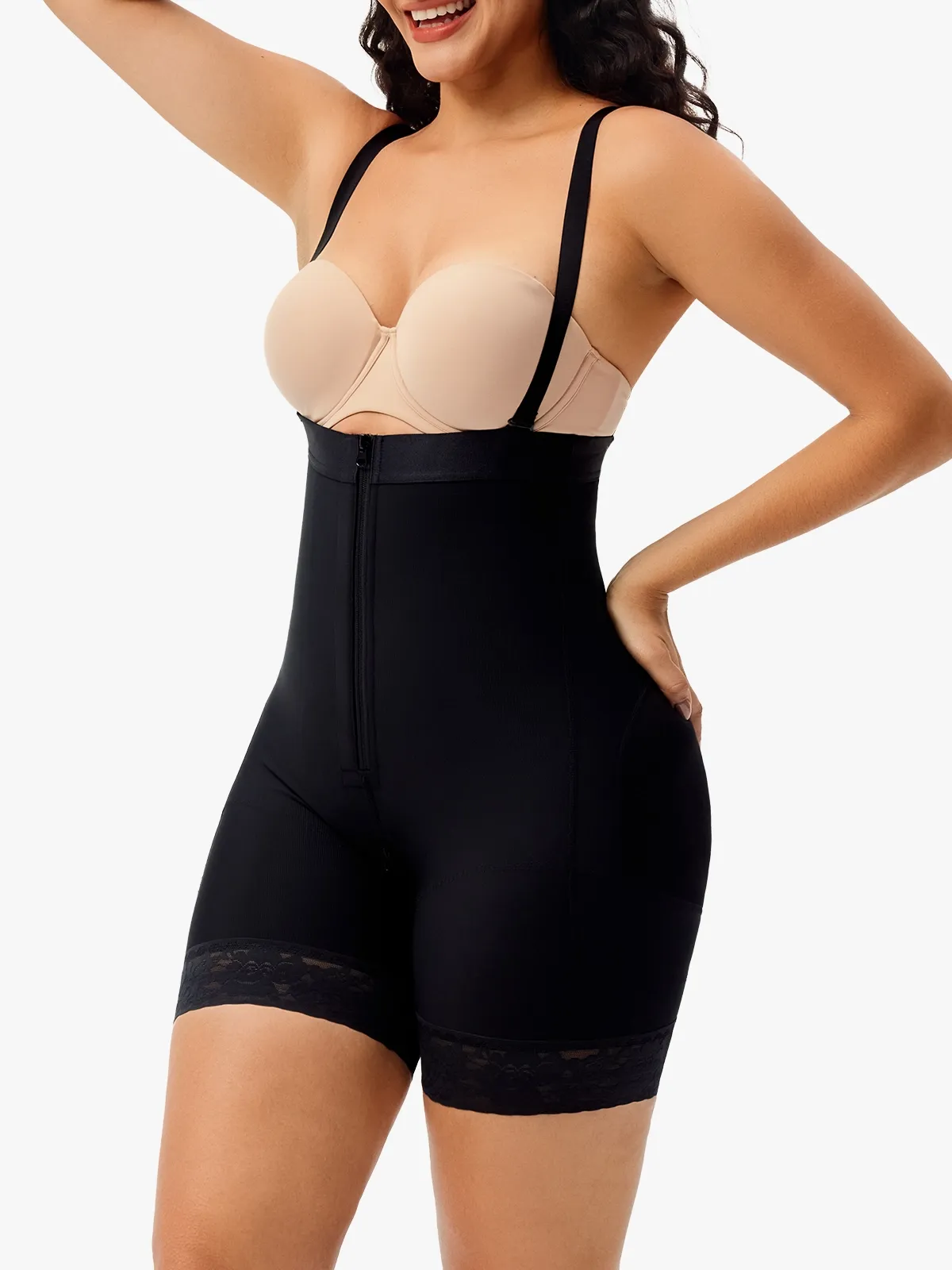 High Waist Tummy Control Lace Trimmed Crotch Opening Control Panty