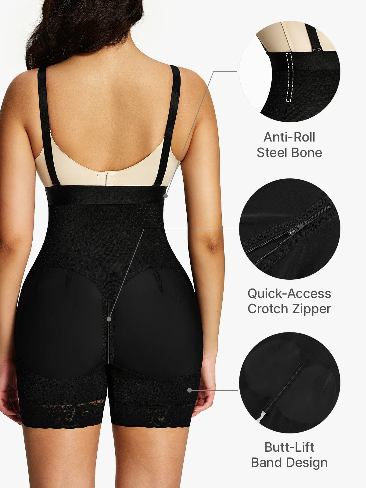 Poka Dot High Waist Tummy Control Shorts with Detachable Straps