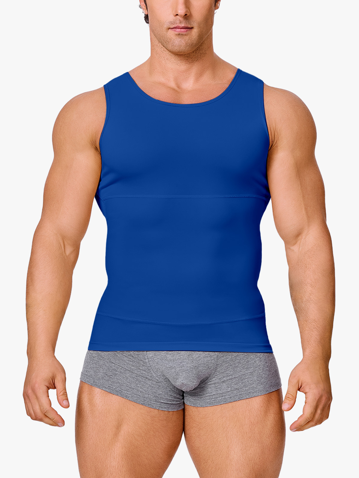 Sleeveless Crew Neck Belly Compression Tank Activewear for Men-Brabic