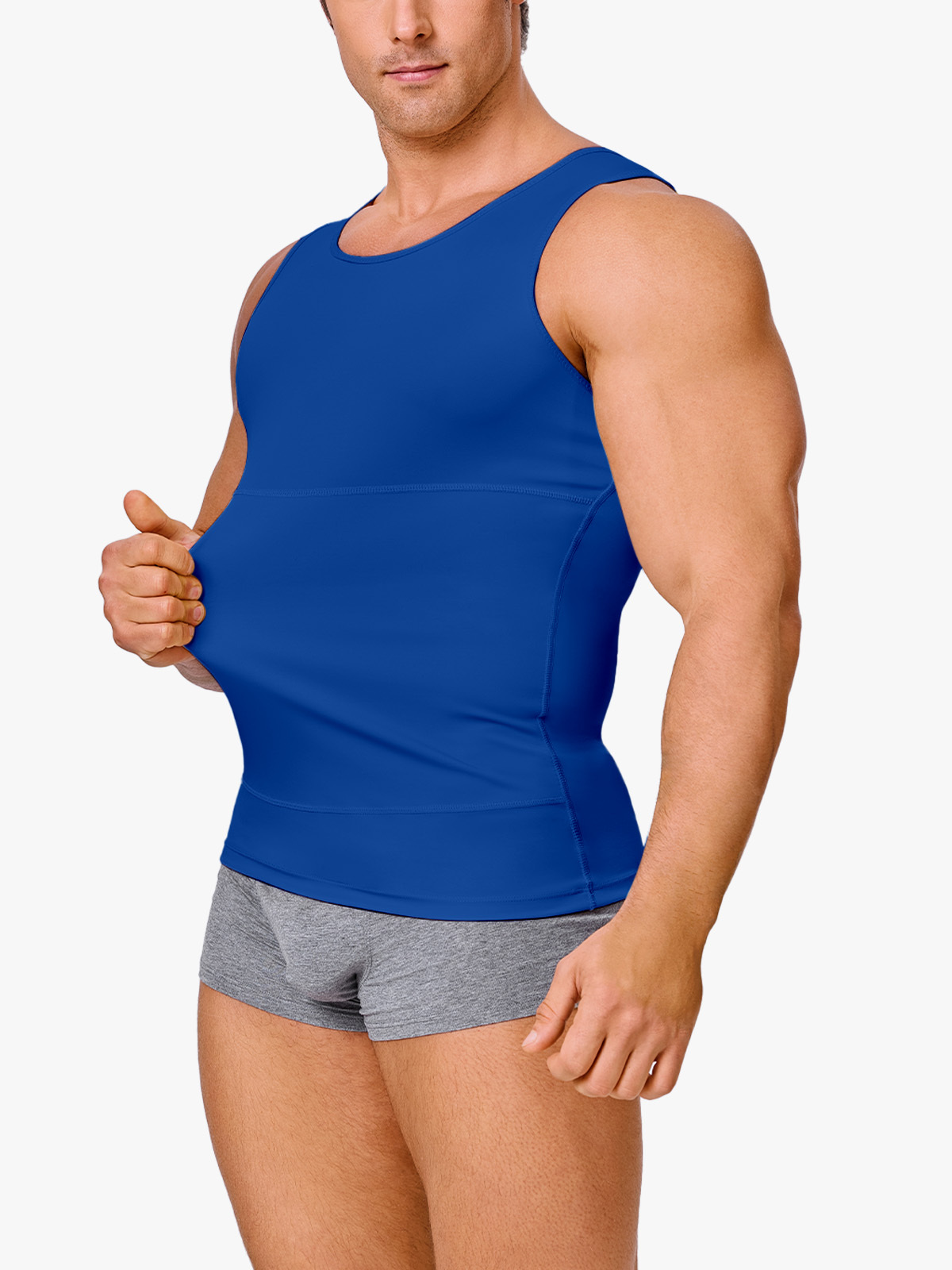 Sleeveless Crew Neck Belly Compression Tank Activewear for Men-Brabic