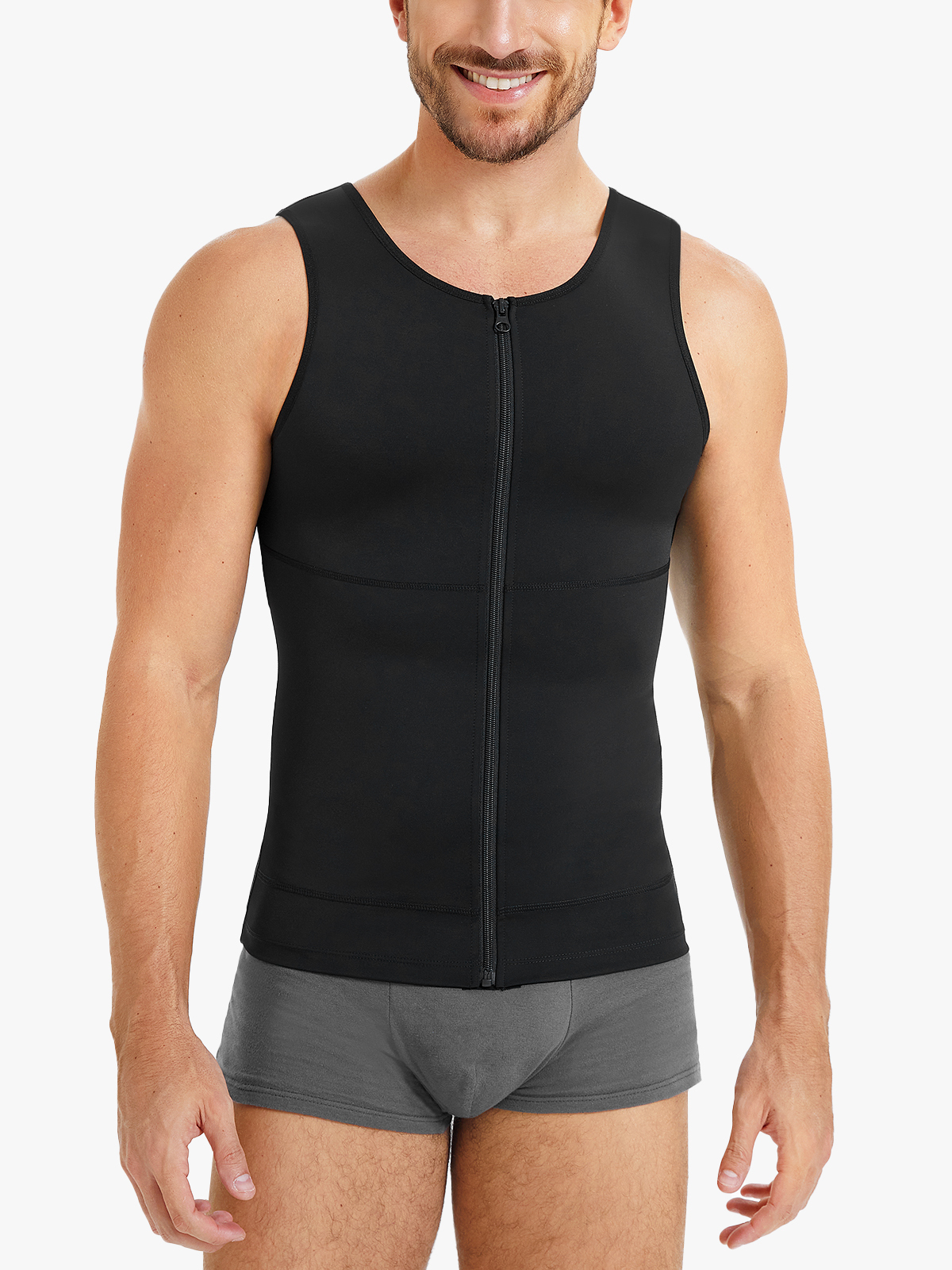 Zipper Double Tummy Control Compression Tank Top