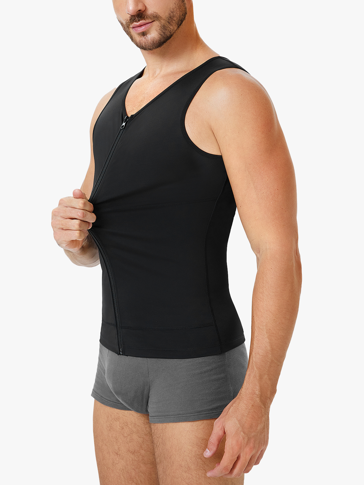 Zipper Double Tummy Control Compression Tank Top