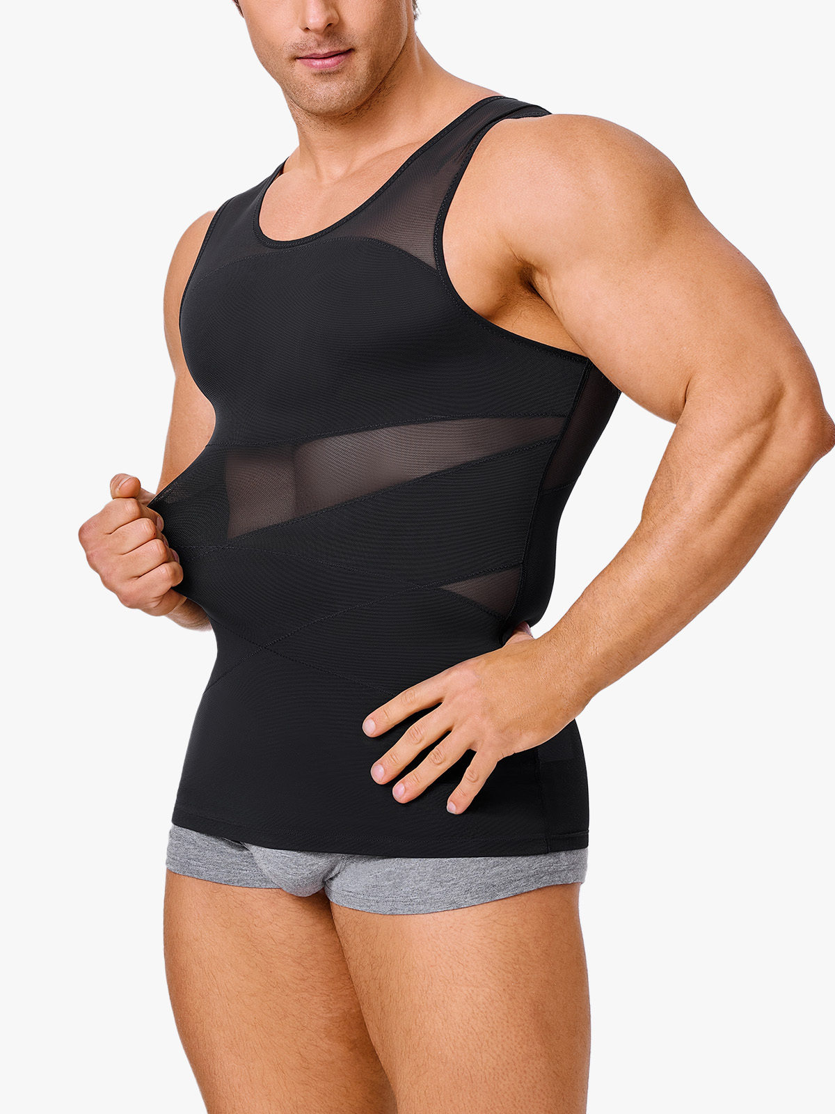 High Elasticity Mesh Slimming Body Shaper Tank Tops-Brabic