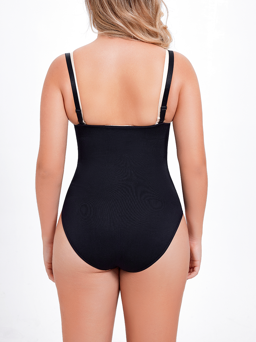 Front Zipper Tummy Control Lace Hem Thigh Slimmers-Brabic