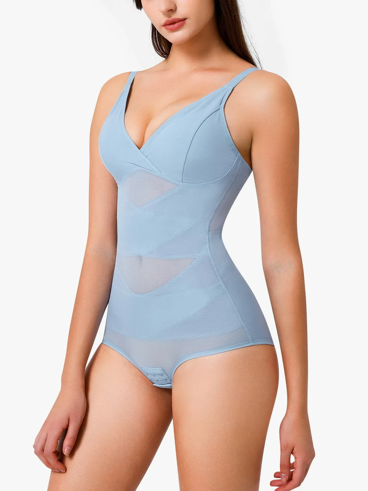 Mesh Tummy Control Bodysuit Thin Strap Butt Lifting Everyday Shapewear
