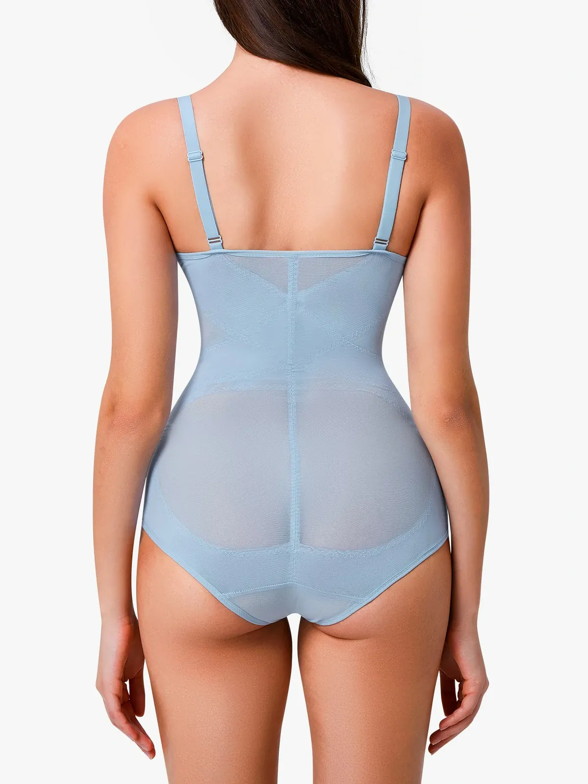 Mesh Tummy Control Bodysuit Thin Strap Butt Lifting Everyday Shapewear