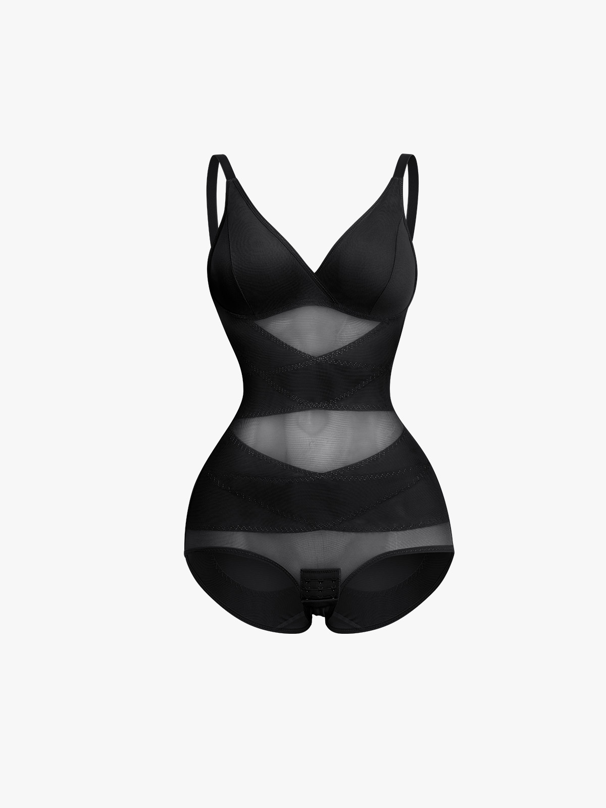 2 Pieces Firm Tummy Control Full Body Shaper Butt Lift Mesh Shapewear Bodysuit-Brabic