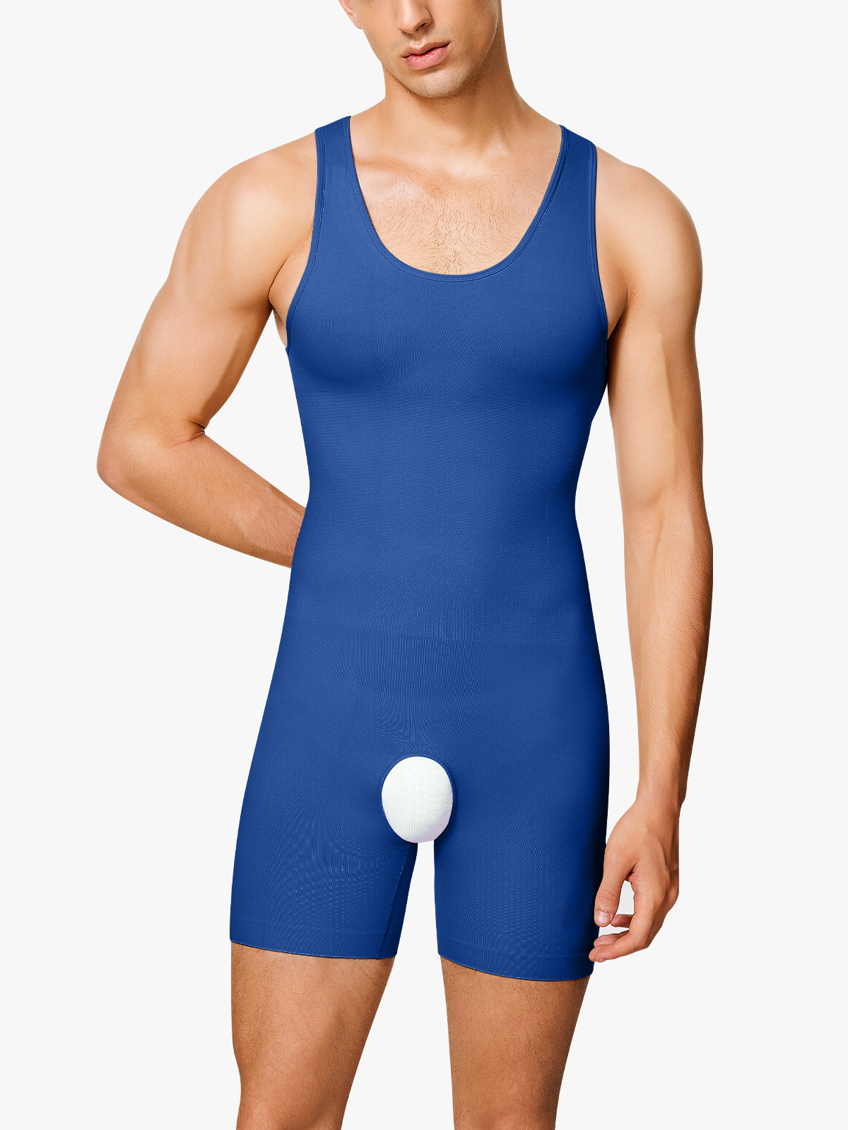 Seamless Breathable Crotch Opening Mid Thigh Bodysuit-Brabic