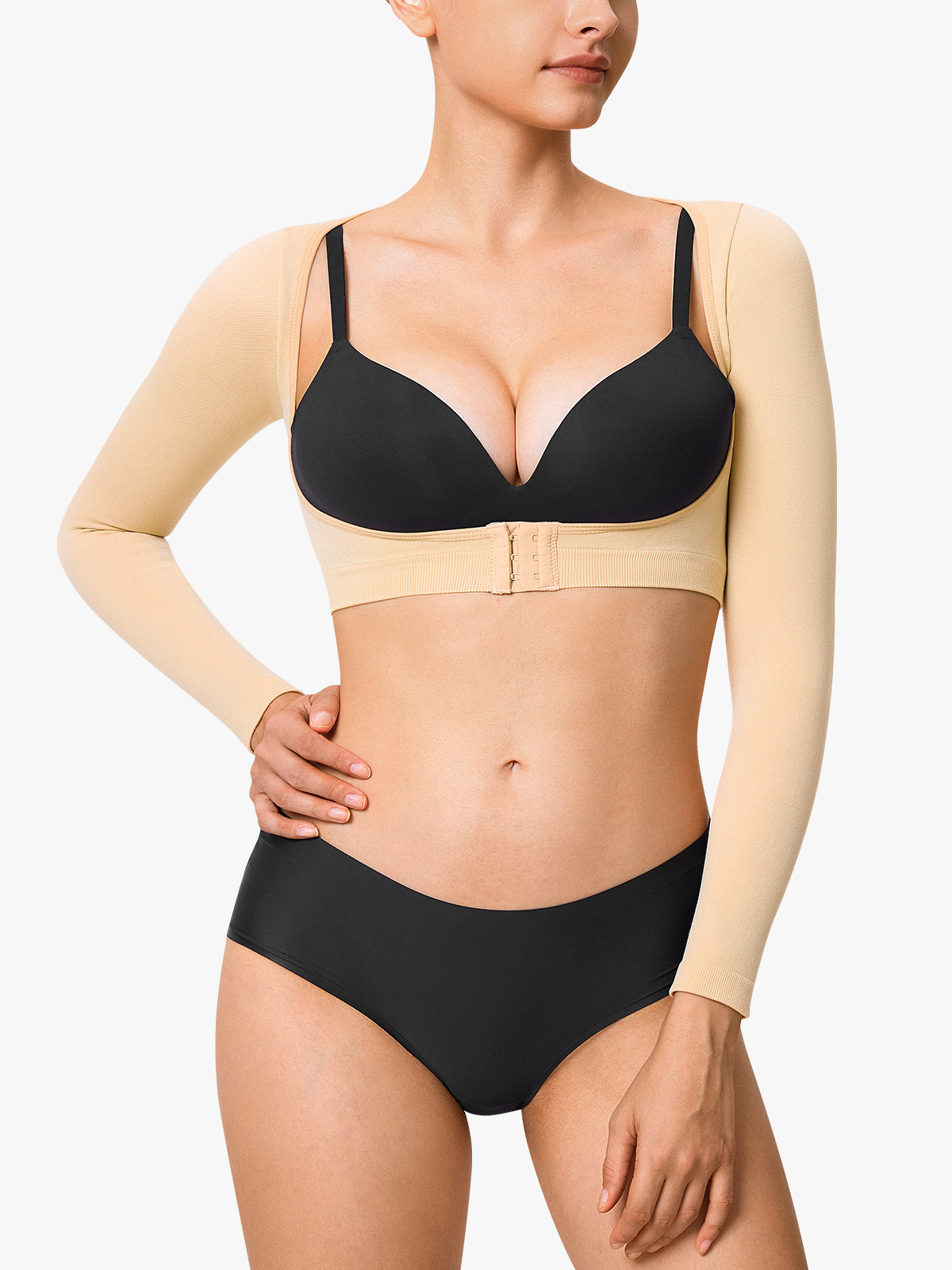 Open Bust Arm Shaper Compression Long Sleeve Post Lipo Shapewear Tops