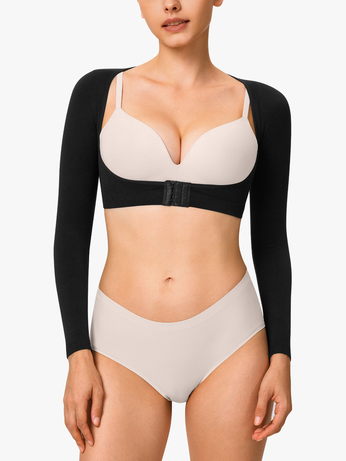 Open Bust Arm Shaper Compression Long Sleeve Post Lipo Shapewear Tops