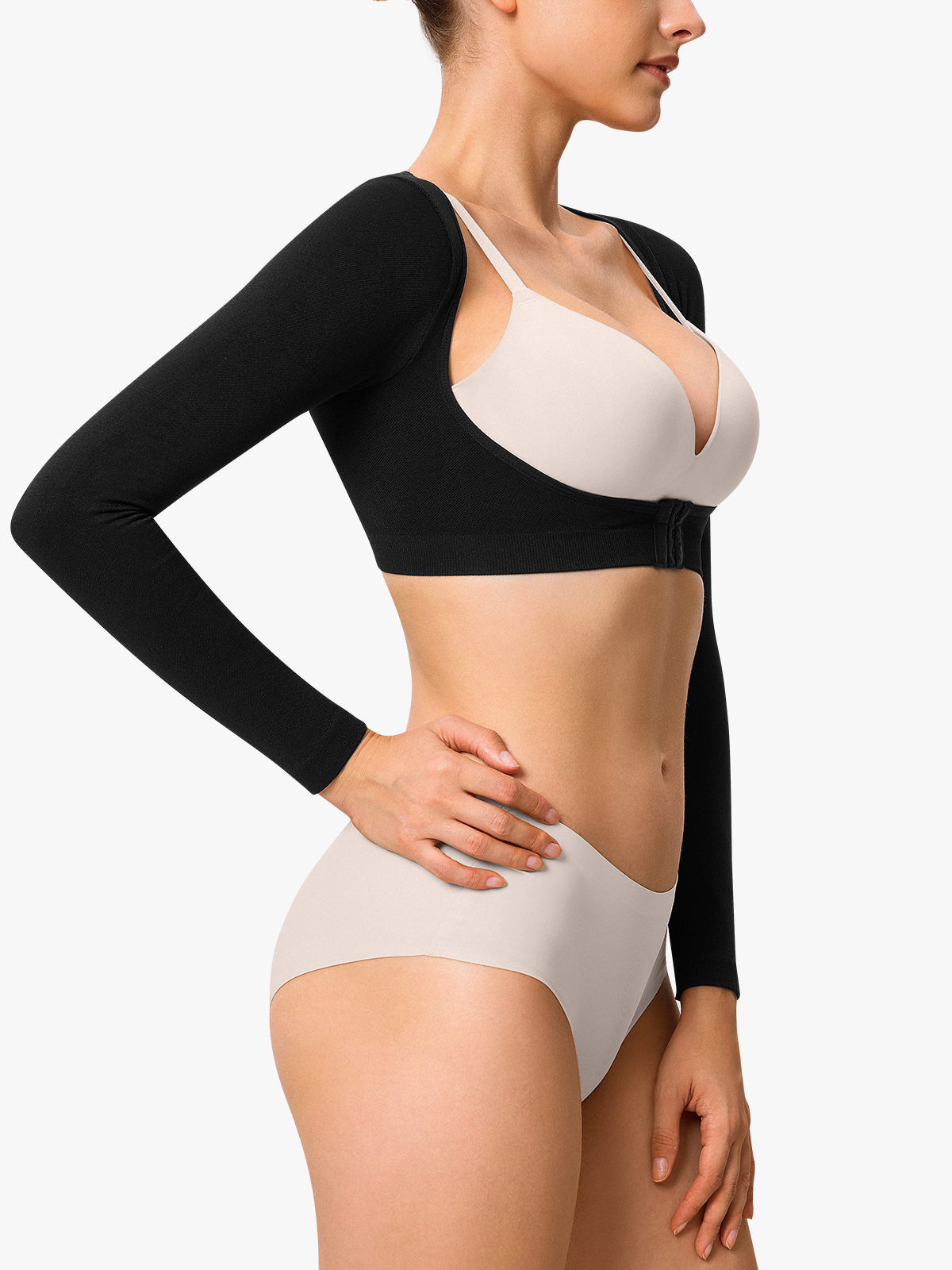 Open Bust Arm Shaper Compression Long Sleeve Post Lipo Shapewear Tops