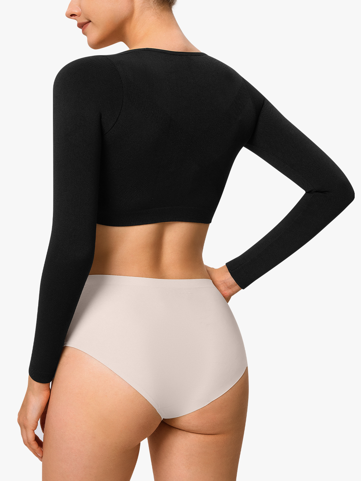 Open Bust Arm Shaper Compression Long Sleeve Post Lipo Shapewear Tops