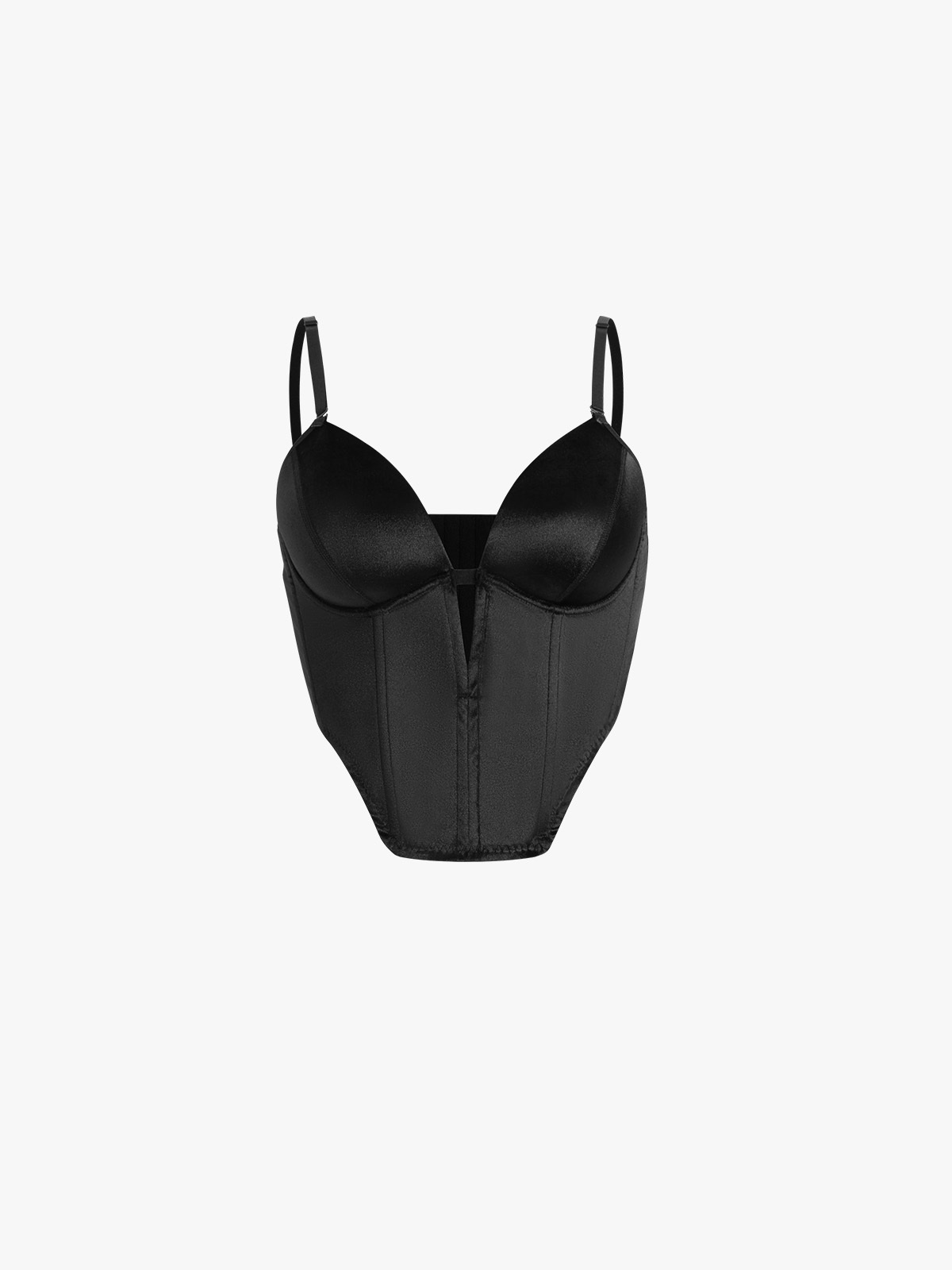 Deep V Satin Vintage Bustier Beauty Back Going Out Crop Top-Brabic