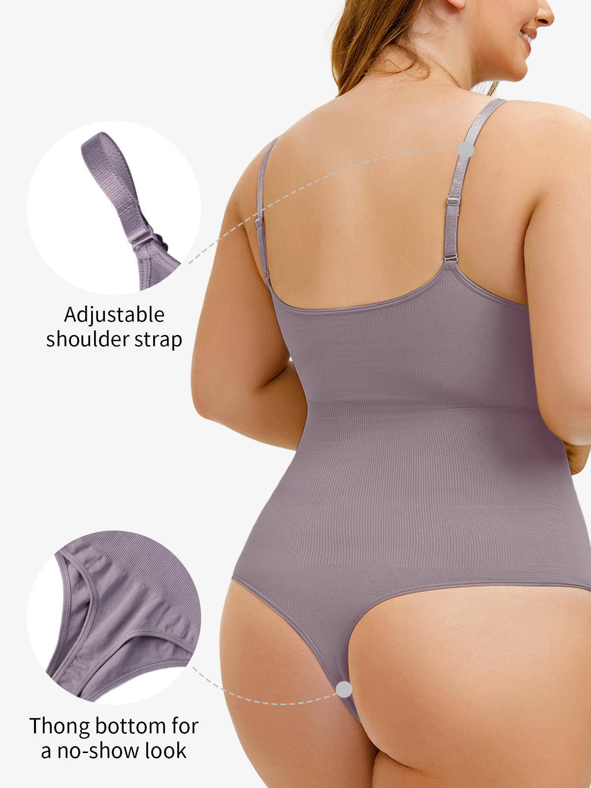 Seamless Smoothing Backless Cami Thong Bodysuit 
