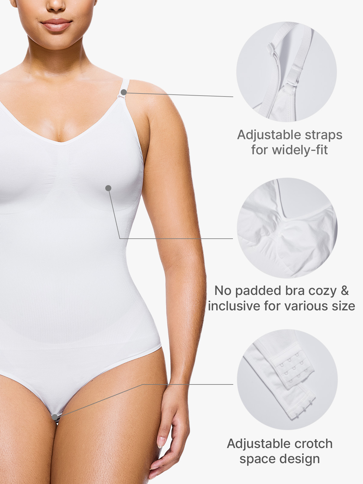 Seamless Smoothing Backless Cami Thong Bodysuit 
