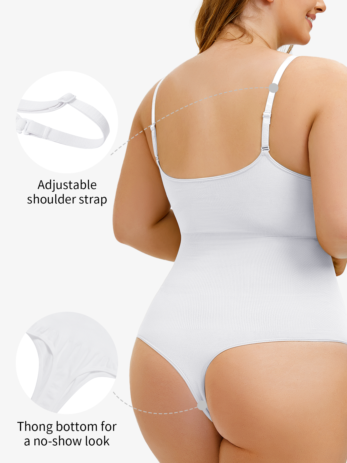 Seamless Smoothing Backless Cami Thong Bodysuit 