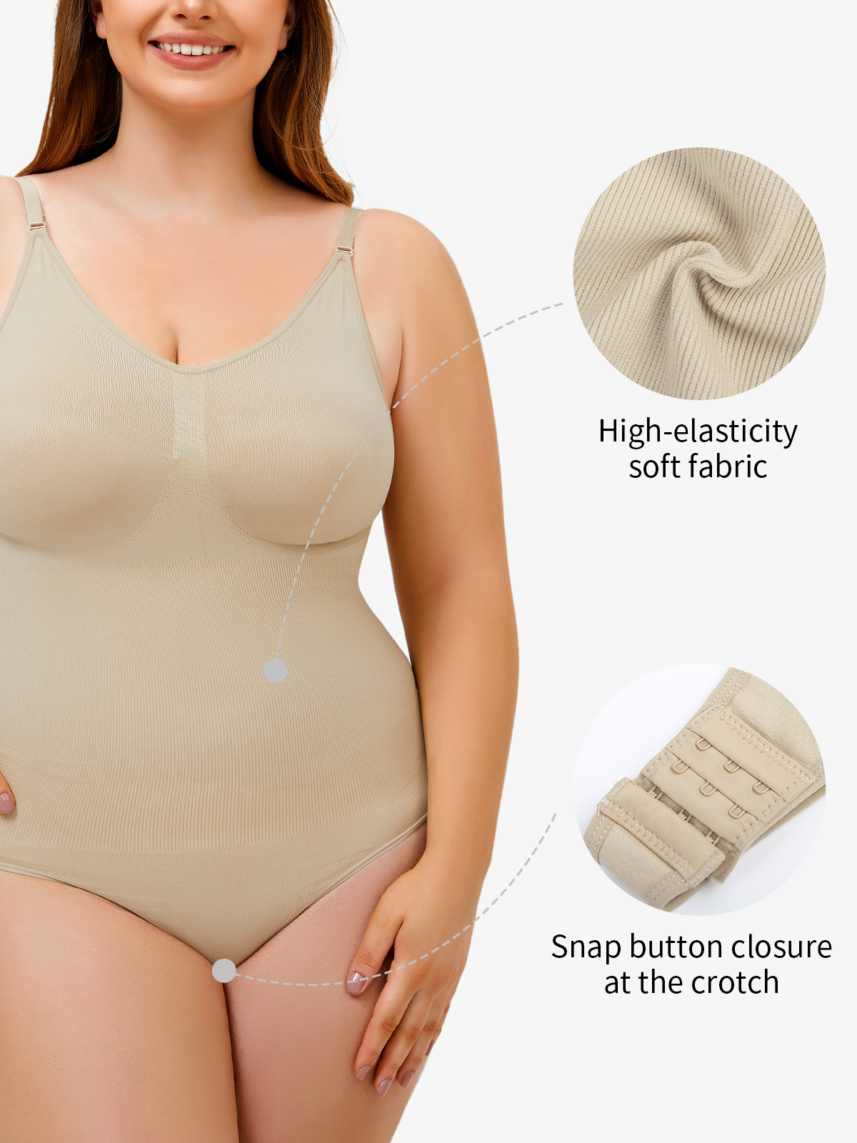 Seamless Smoothing Backless Cami Thong Bodysuit 
