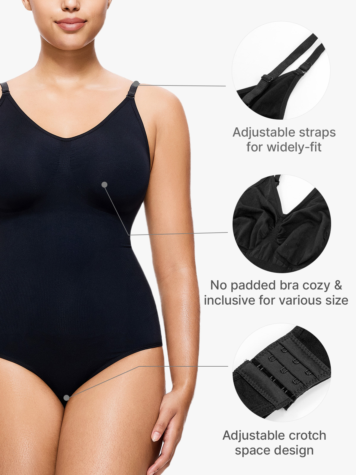 Seamless Smoothing Backless Cami Thong Bodysuit 