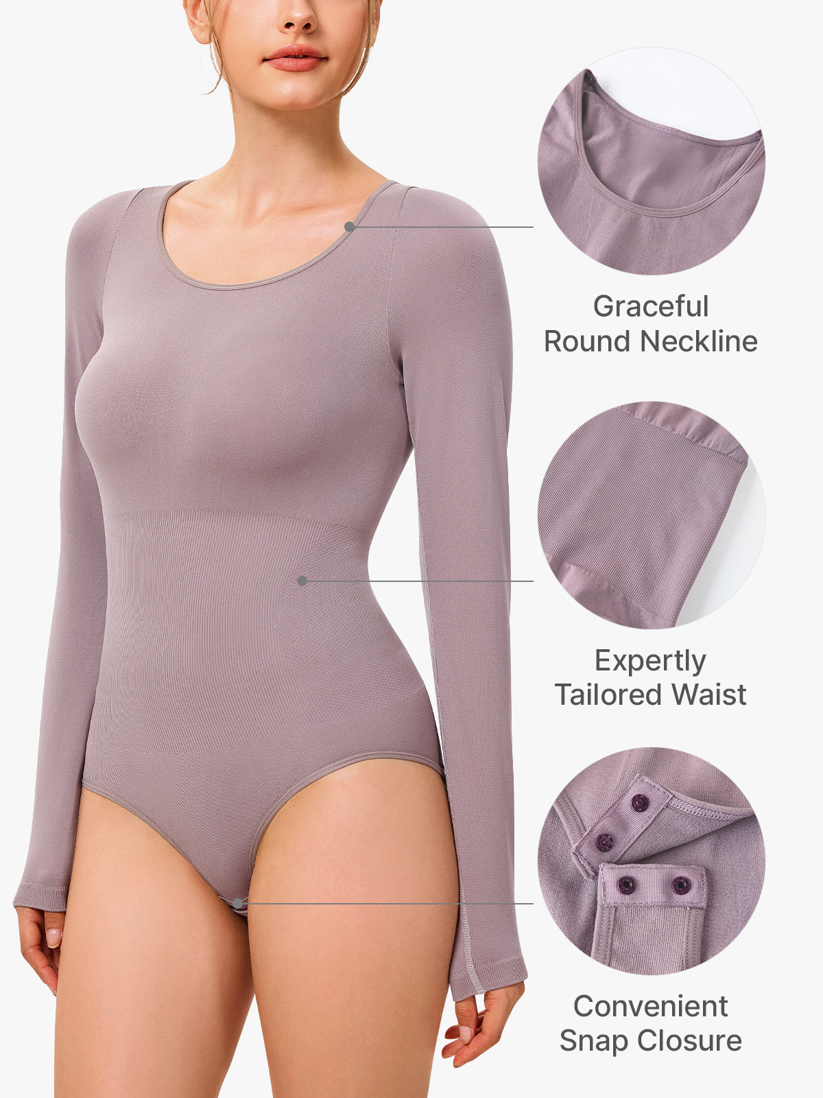 Tummy Control Shapewear Seamless Round Neck Body Shaper Tops