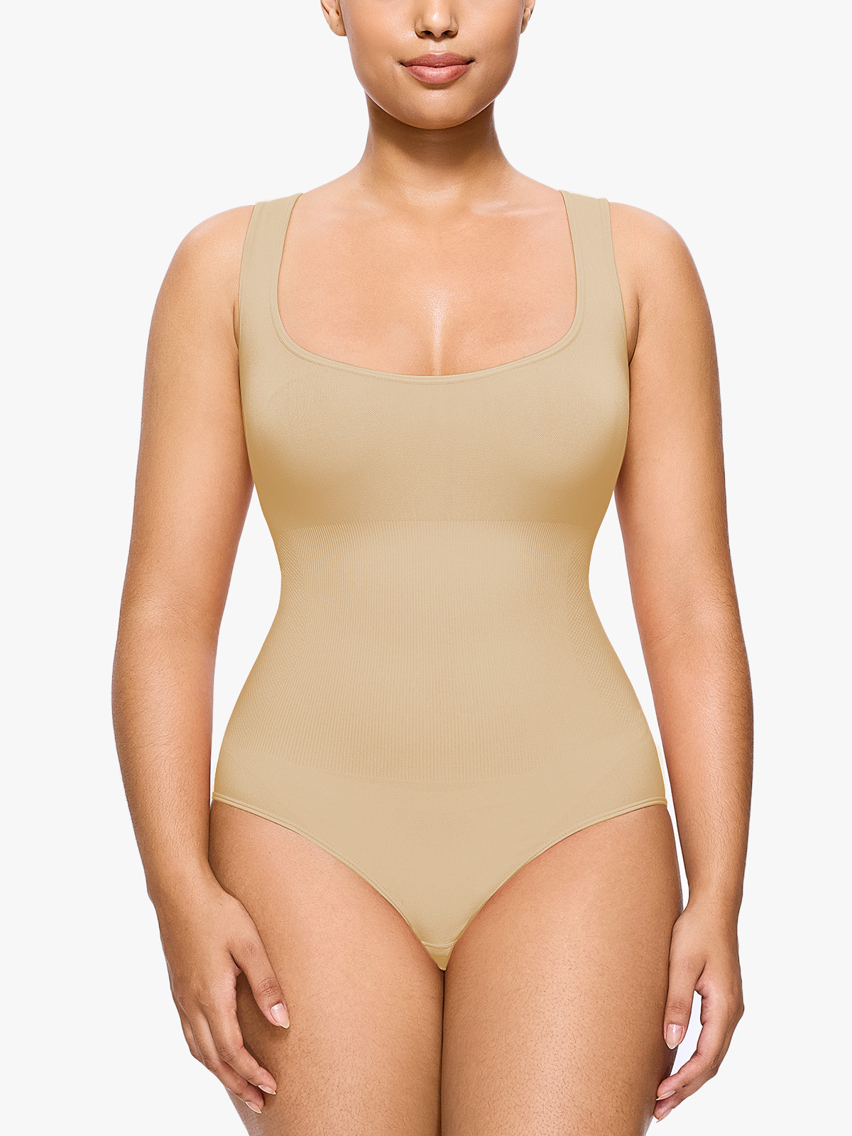 Seamless Tummy Control Square Neck Slimming and hip lifting Sculpting Cami Bodysuit-Brabic