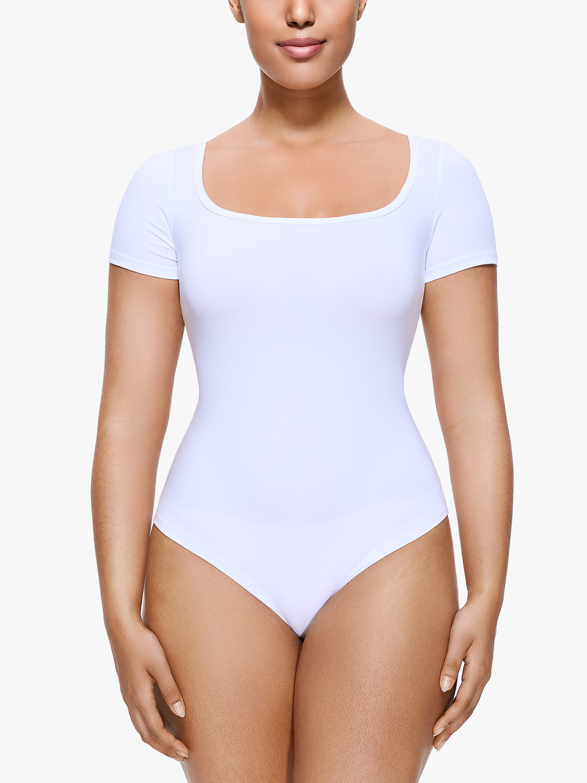 Seamless Square Neck Short Sleeve Bodysuits For Wearing Inside And Outside-Brabic