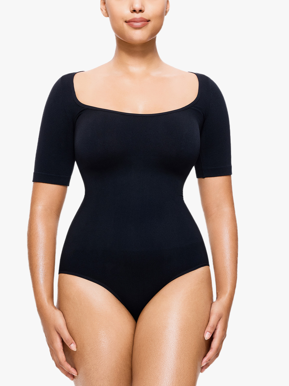 Seamless Square Neck Short Sleeve Bodysuits For Wearing Inside And Outside-Brabic