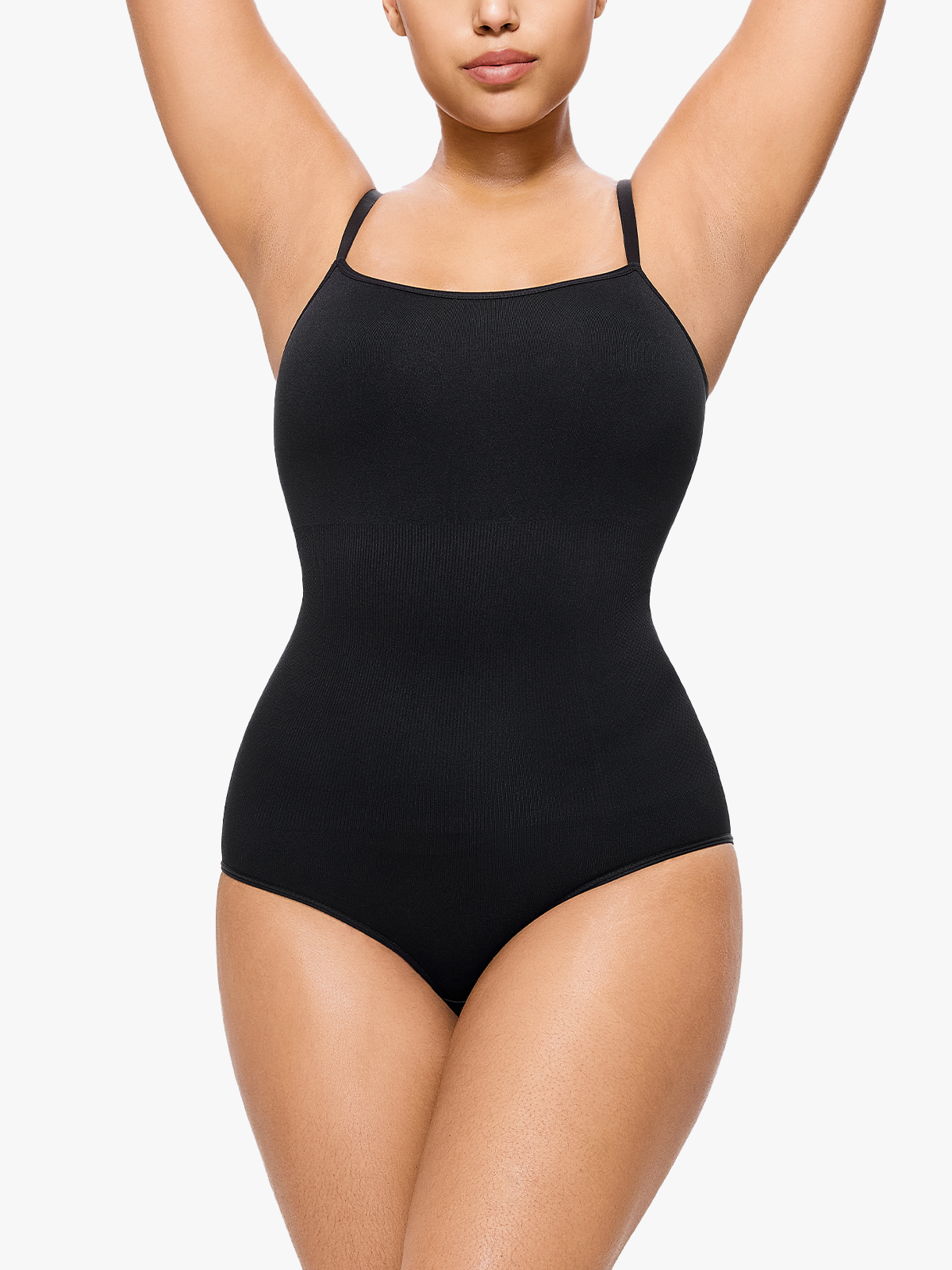 Seamless Sculpt Bodysuit Thong Square Neck Spaghetti Strap Tank Top-Brabic