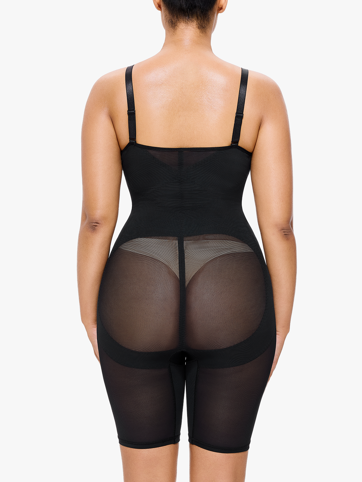 V Neck Comfortable Breathable Mesh Invisible Crossover Double-Layer Waist Cincher Cut-Out Butt Strong Tummy Control Bodysuit-Brabic