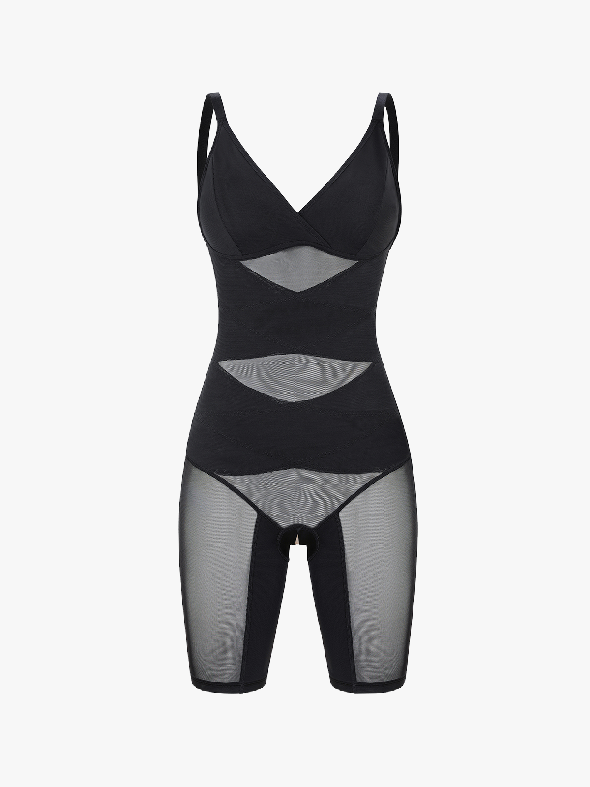 Mesh Tummy Control Bodysuit Thin Strap Butt Lifting Everyday Shapewear