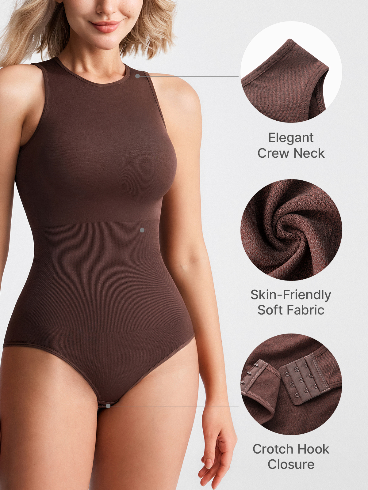 High Neck Sexy Sculpt Thong Bodysuit Everyday Belly Control Shapewear