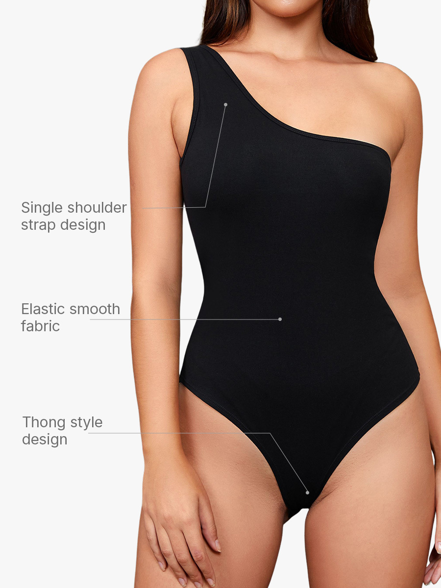 Sculpting One Shoulder Brief Bodysuit One Piece Sleeveless Body Shaper-Brabic