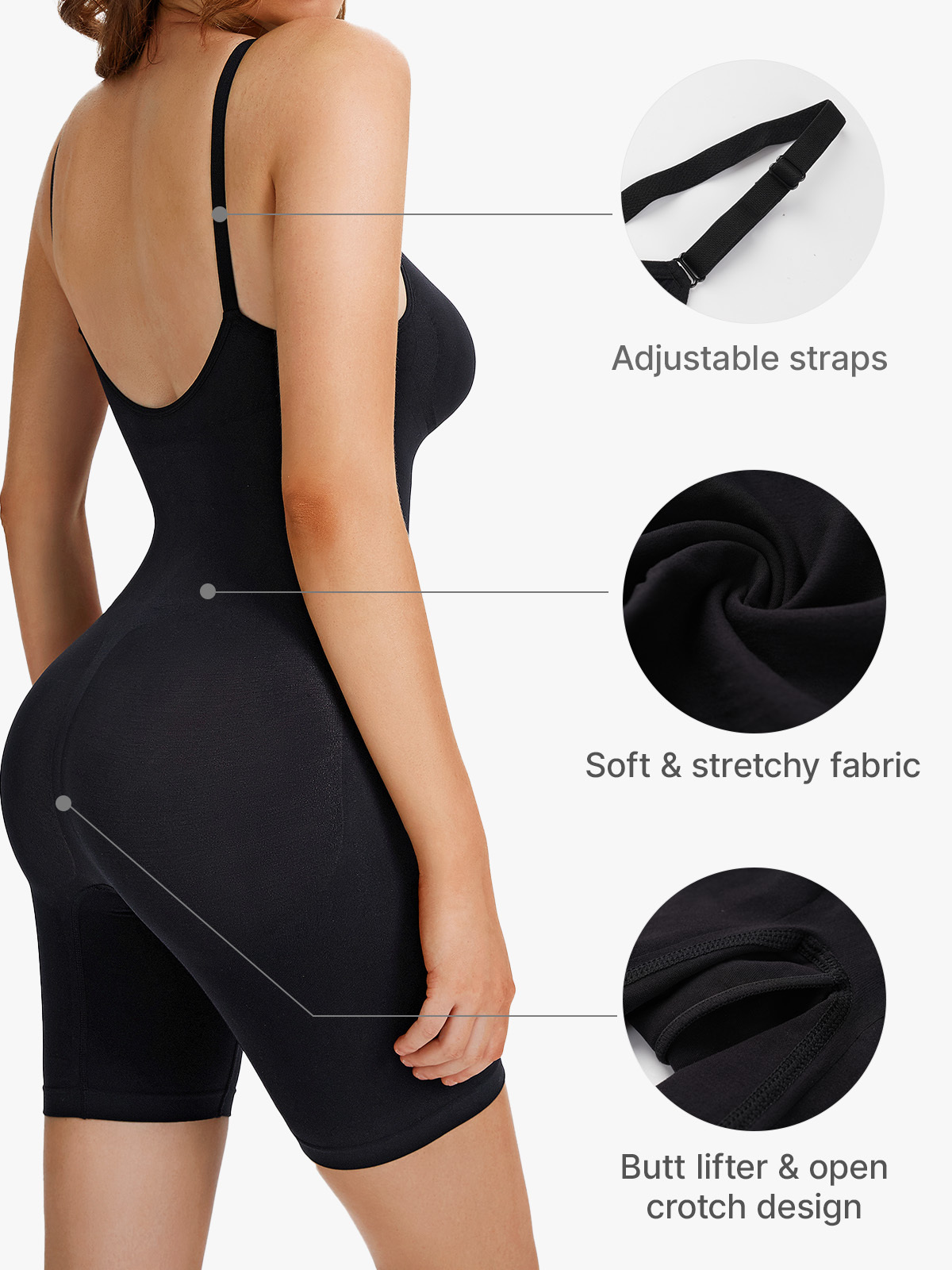 Tummy Control Faja Seamless Sculpting Bodysuit Mid Thigh Shapewear-Brabic
