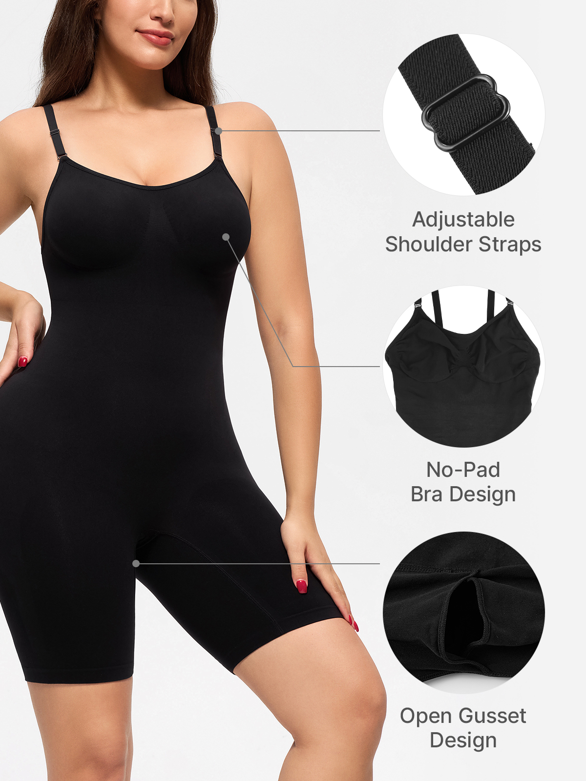 Tummy Control Faja Seamless Sculpting Bodysuit Mid Thigh Shapewear