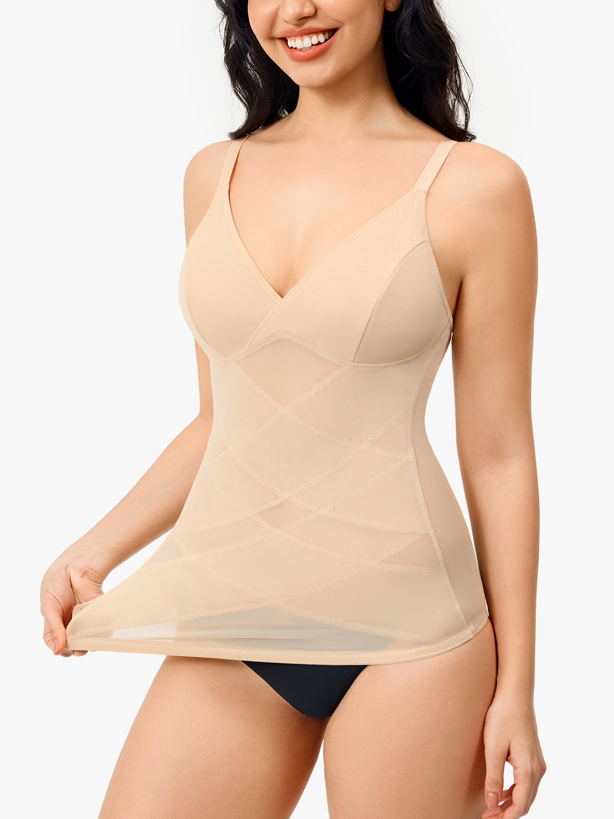 Breathable Shapewear Tank Top with Built in Bra Firm Tummy Control Vest
