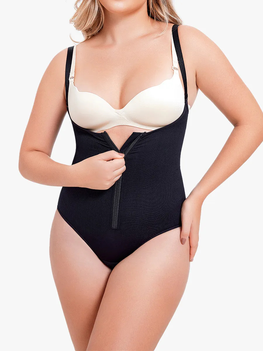 Slimming Mesh Tummy Control Bodysuit with Crotch Buckle