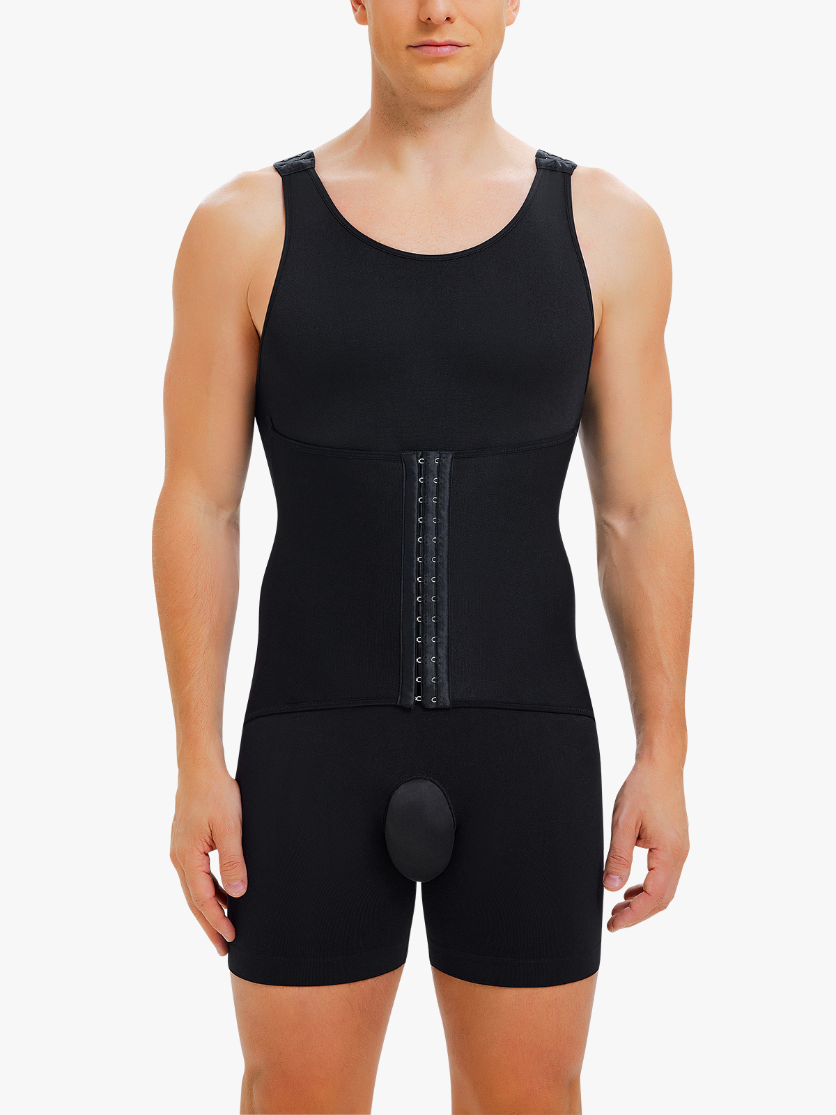 Seamless Double Tummy Control Crotch Opening Mid Thigh Bodysuit-Brabic