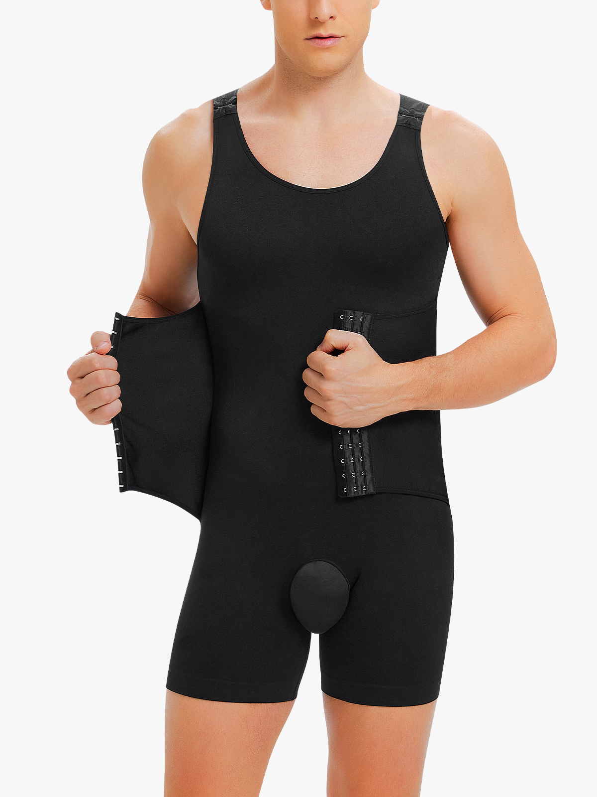 Seamless Double Tummy Control Crotch Opening Mid Thigh Bodysuit-Brabic