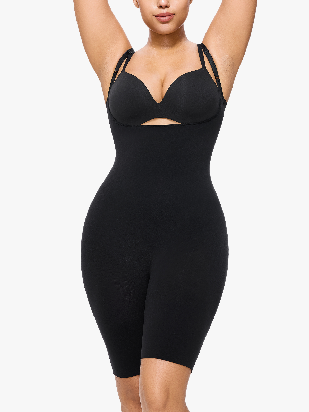 Seamless Mid Thigh Compression Bodysuit Full Body Shaper  Butt Lift Up-Brabic