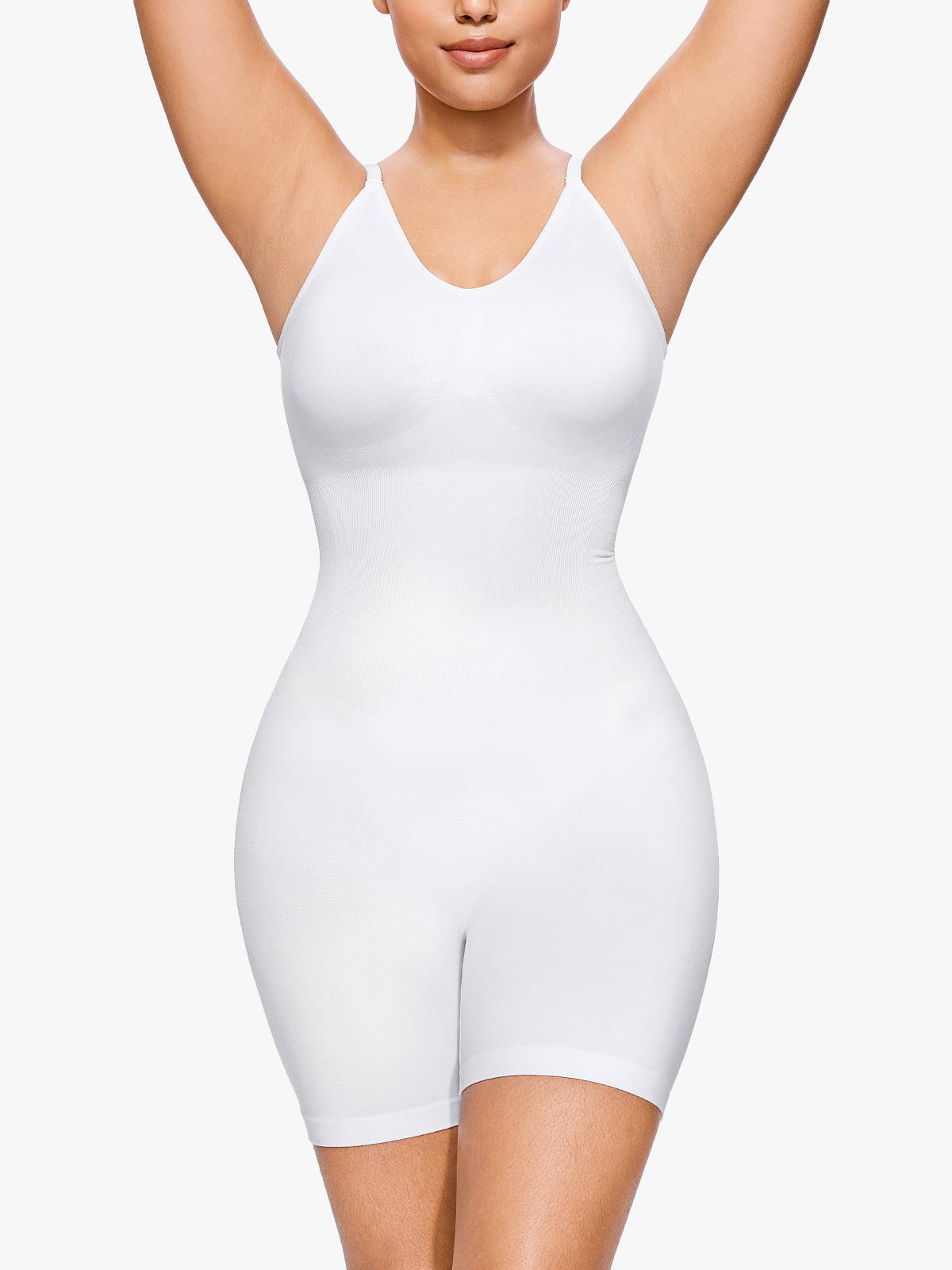 Seamless Mid Thigh Sculpting Bodysuit Spaghetti Strap Cami Body Shaper-Brabic