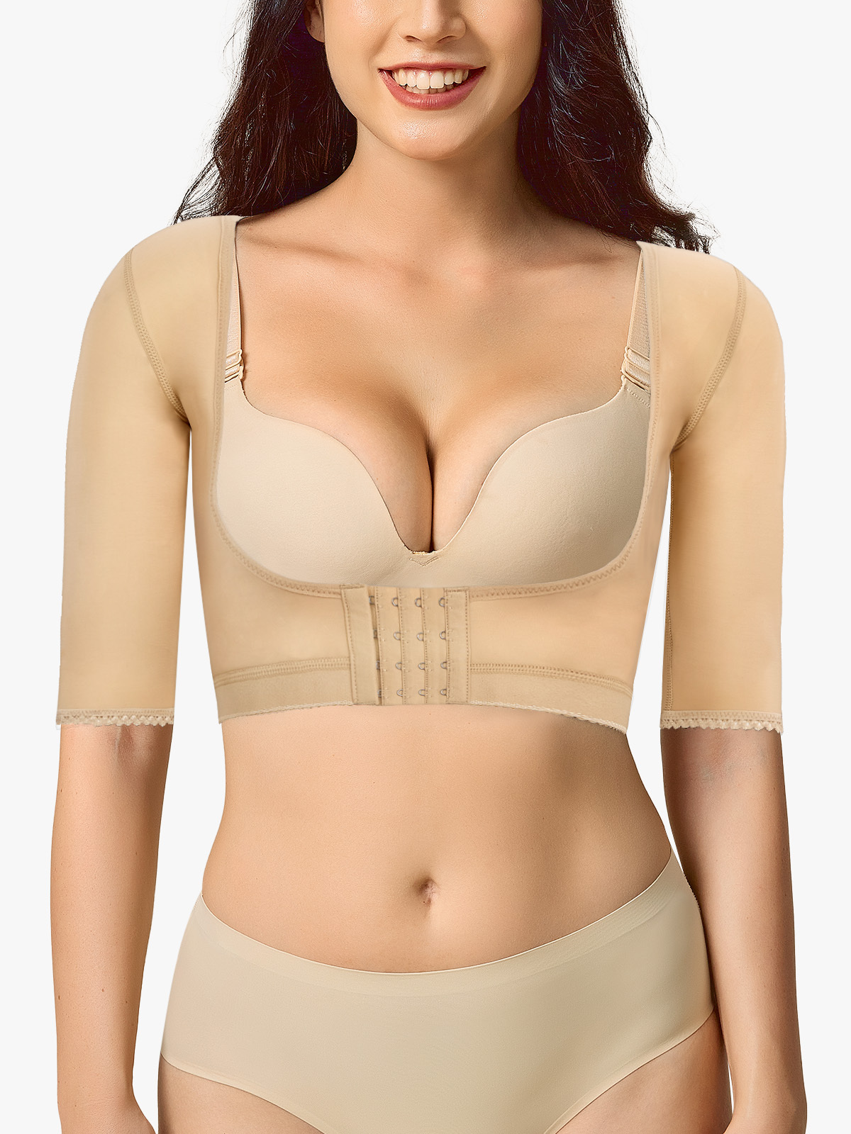 2 Pieces Chest Support Shapewear Tops Post Surgery Upper Arm Compression Sleeve-Brabic