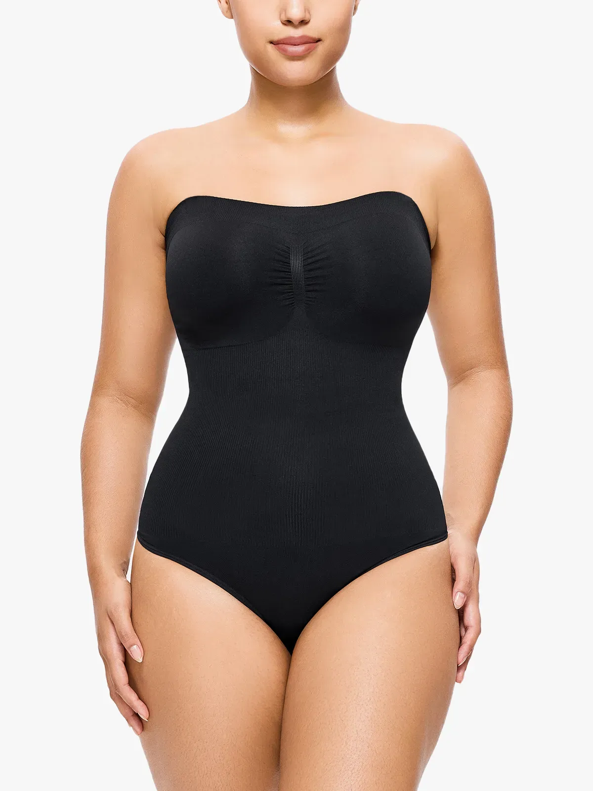 Strapless Tummy Control Shapewear Seamless thong Removable Straps Bodysuits-Brabic