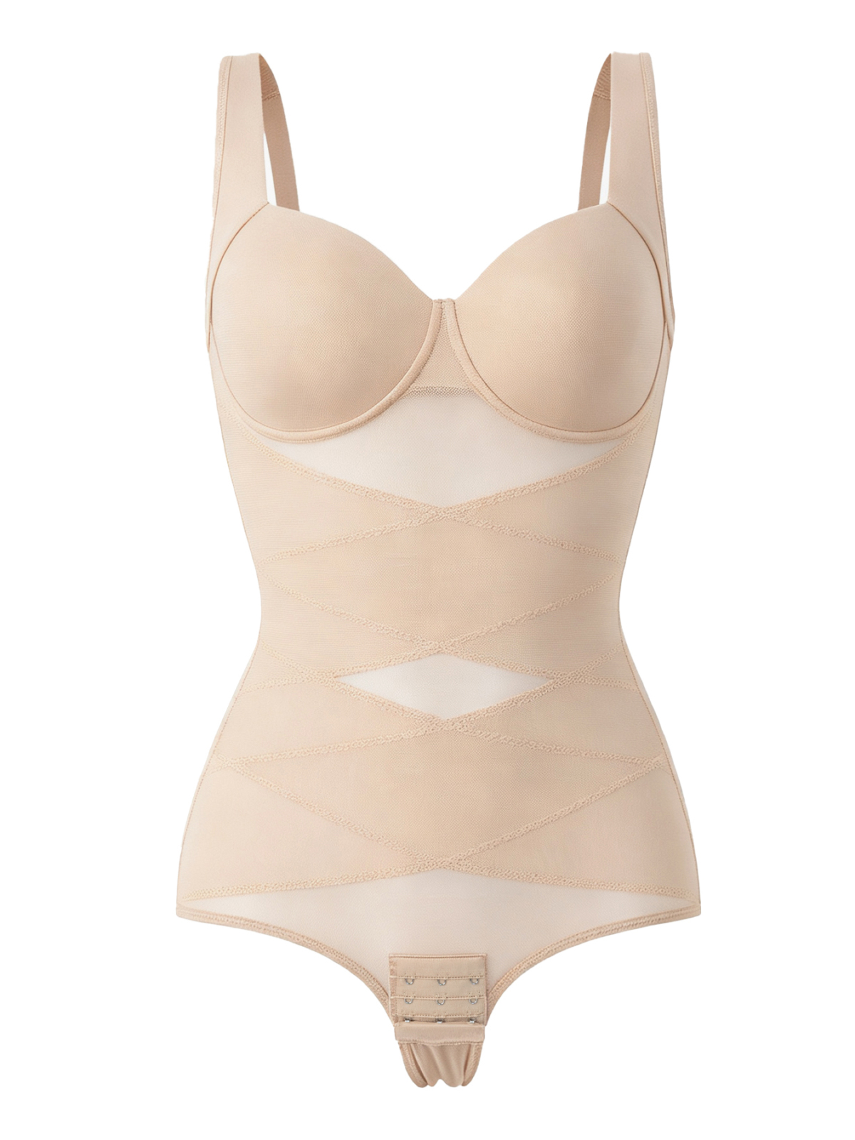 Mesh Wireless Tummy Control Brief Bodysuit