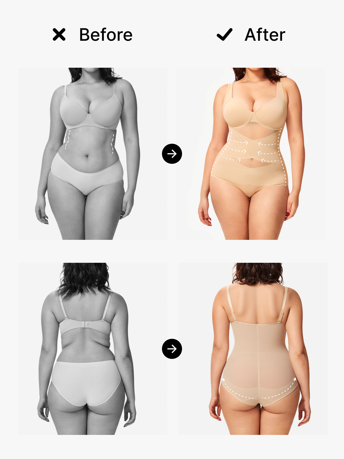 Mesh Wireless Tummy Control Brief Bodysuit