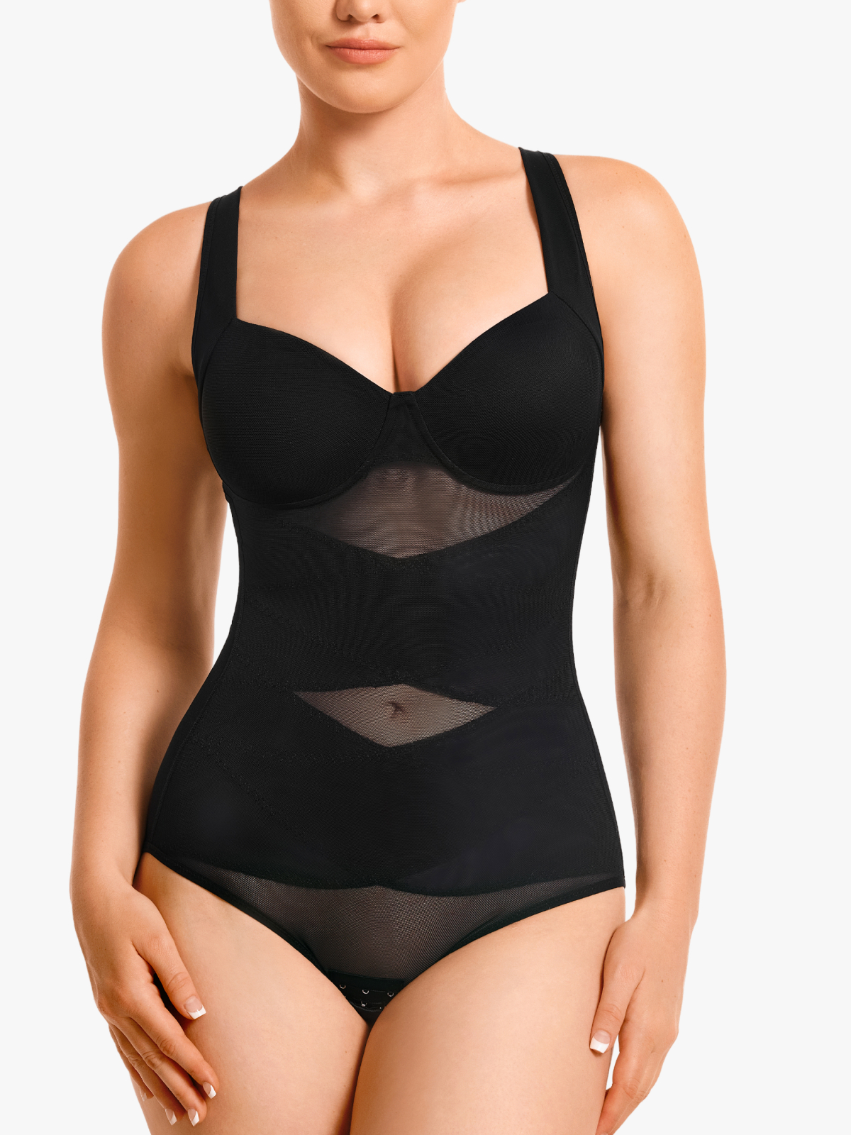 Mesh Wireless Tummy Control Brief Bodysuit