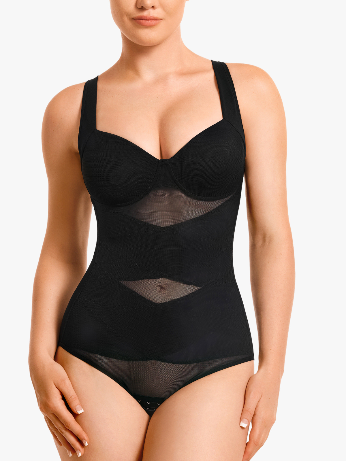Mesh Wireless Tummy Control Brief Bodysuit