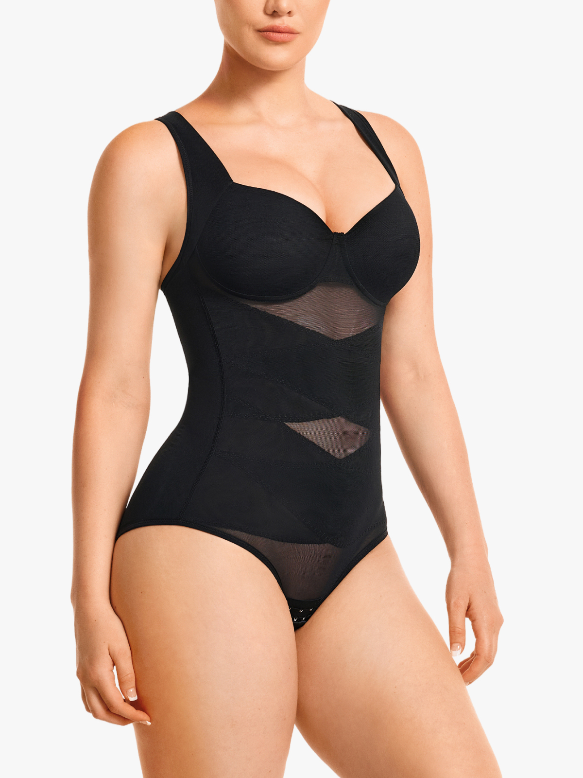 Mesh Wireless Tummy Control Brief Bodysuit