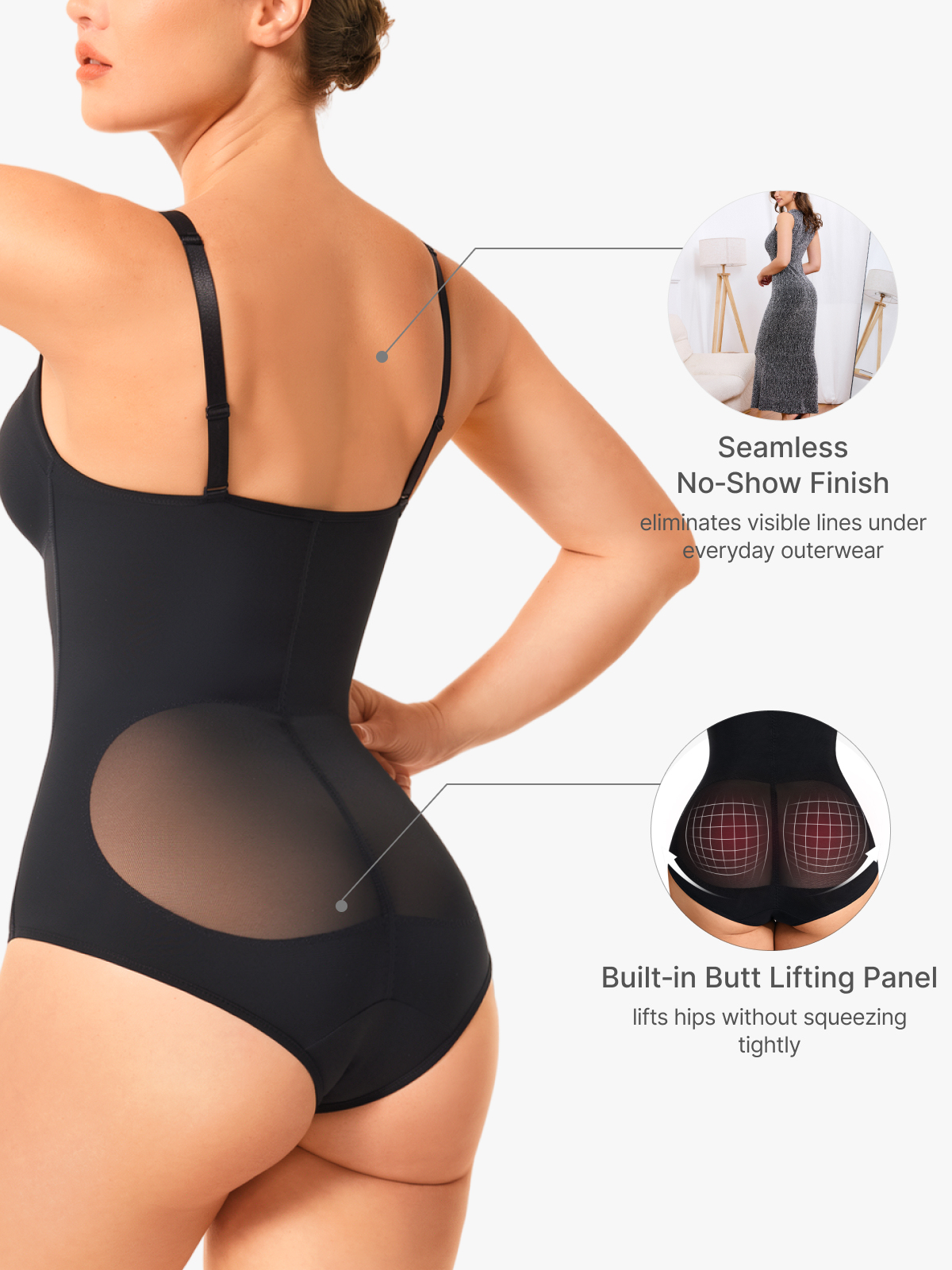 Mesh Wireless Tummy Control Brief Bodysuit