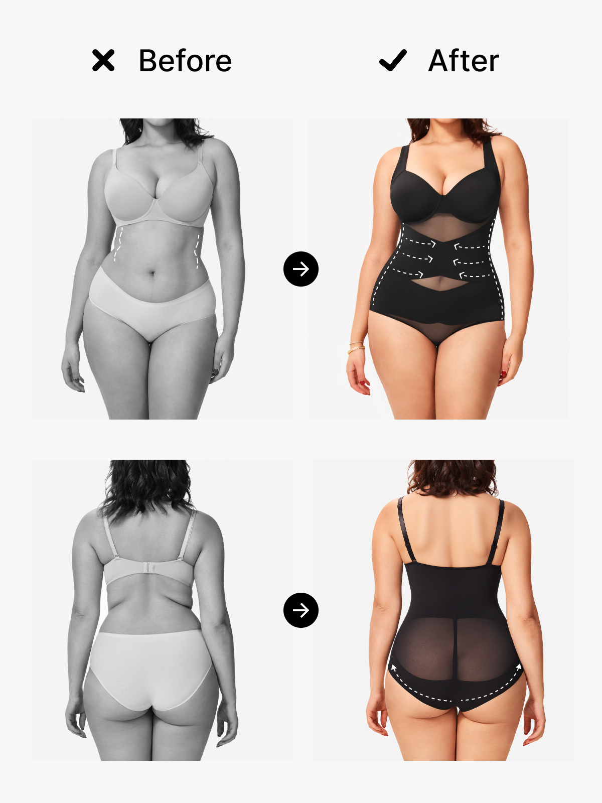 Mesh Wireless Tummy Control Brief Bodysuit