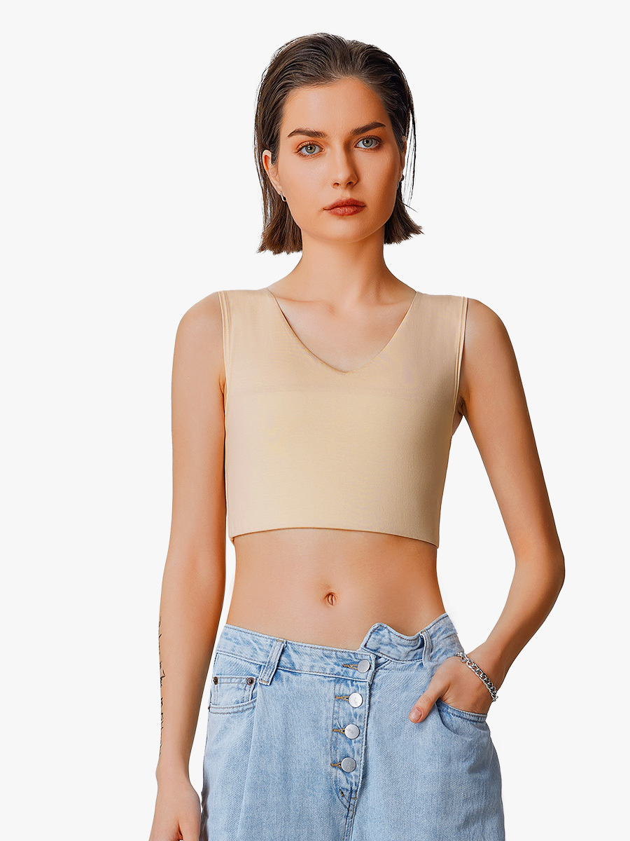 V Neck Chest Flattening Binder Ftm Lesbian Tomboy Sports Bra Big Chest-Brabic